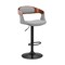 Armen Living Benson Adjustable Gray Faux Leather and Walnut Wood Bar Stool with Black Base LCBNBAWABLGR - alternate 1
